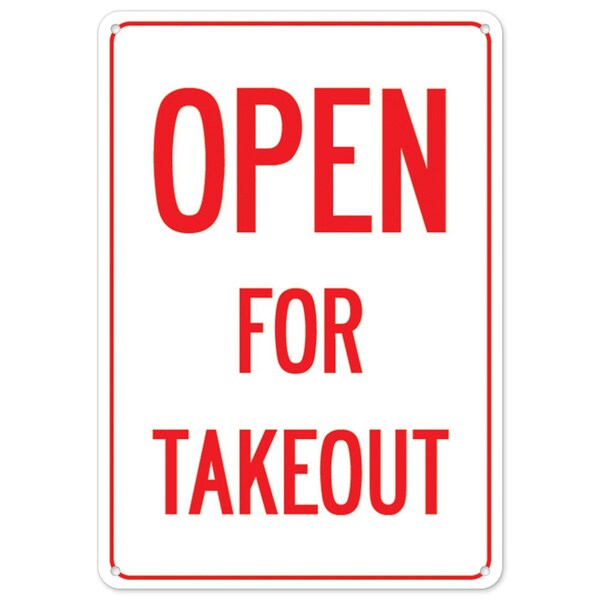 Public Safety, 18" Height, Rigid Plastic, 24" x 18", Open For Takeout, Open For Takeout